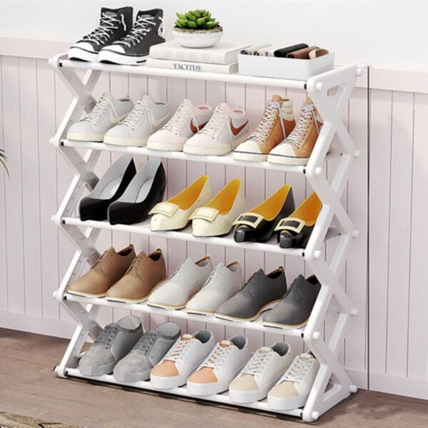 5 Layers X-Type Foldable Fashion Shoe Organizer Stand - Image 5
