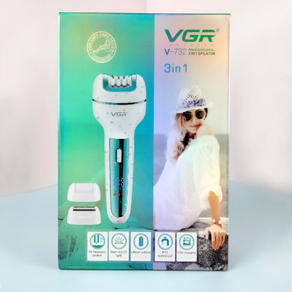 VGR V-732 Multi-Functional 3-In-1 Professional Electric Rechargeable Ladies Epilator - Image 4
