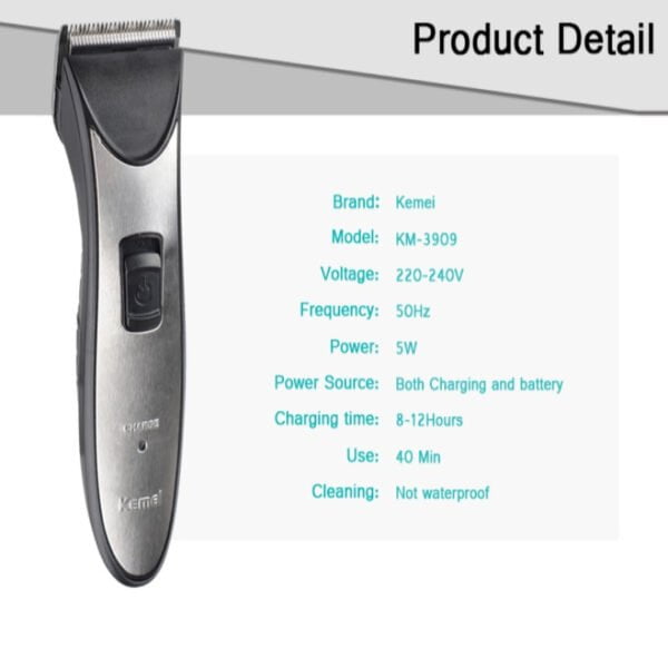KM 3909 Rechargeable Hair Trimmer & Clipper with Adjustable Comb - Image 2