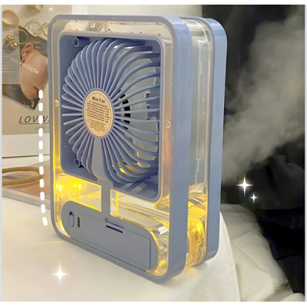 Transparent Rechargeable Fan 3 Speed Wind, Night Light, Nano Spray - Image 6