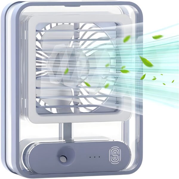 Transparent Rechargeable Fan 3 Speed Wind, Night Light, Nano Spray - Image 2