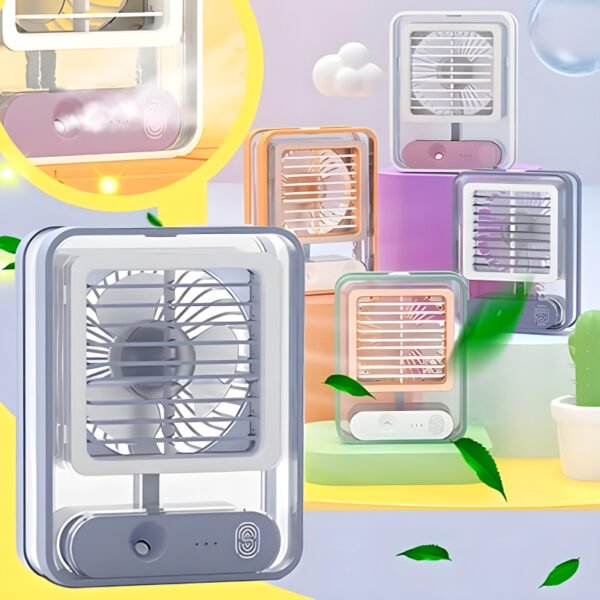 Transparent Rechargeable Fan 3 Speed Wind, Night Light, Nano Spray - Image 7