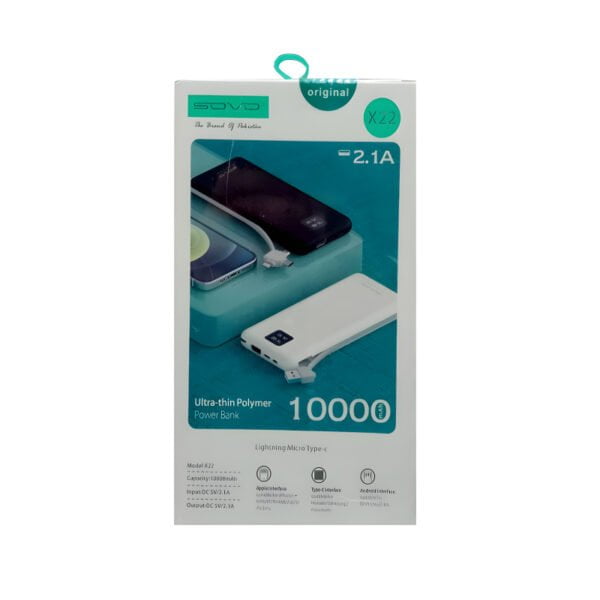 SOVO X22 10,000mAh Fast Charging Ultra-Thin Polymer Portable Power Bank - Image 5