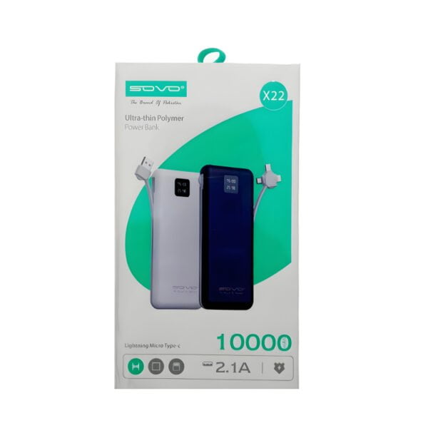 SOVO X22 10,000mAh Fast Charging Ultra-Thin Polymer Portable Power Bank - Image 6