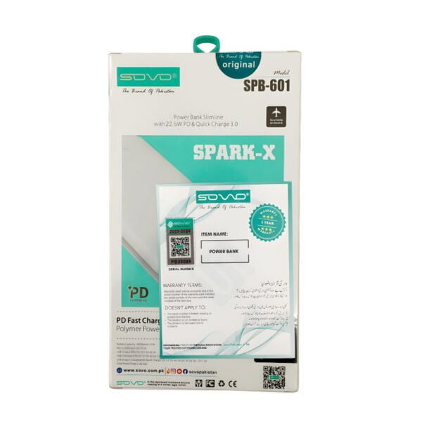 SOVO SPB-601 SPARK-X 10000mAh Portable Charger Power Bank - Image 4