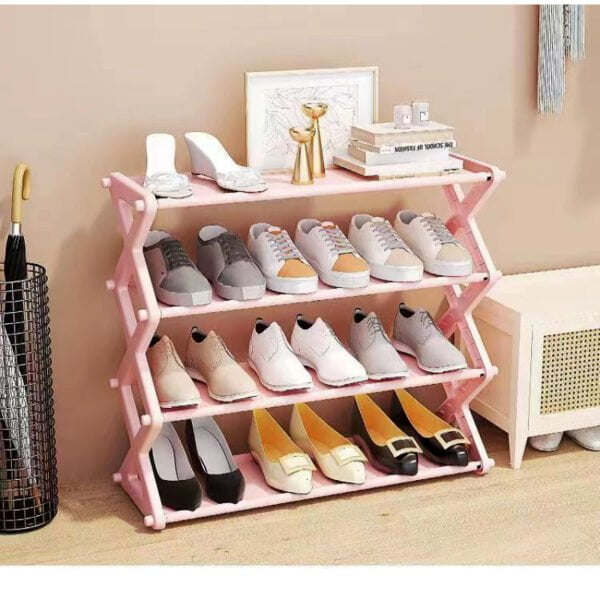 4 Layers X-Type Foldable Fashion Shoe Organizer Stand - Image 2
