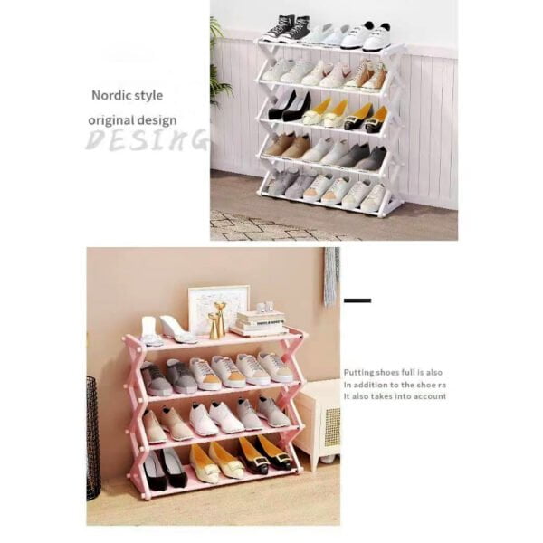 4 Layers X-Type Foldable Fashion Shoe Organizer Stand - Image 5