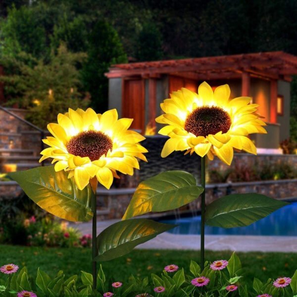 Pack Of 2 Waterproof Sunflower Solar Decorative Lights For Outdoor Garden And Lawn - Image 5