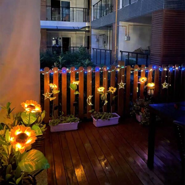 Pack Of 2 Waterproof Sunflower Solar Decorative Lights For Outdoor Garden And Lawn - Image 4