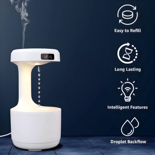 Anti-Gravity Humidifier with Clock & Diffuser (800ml) - Image 5