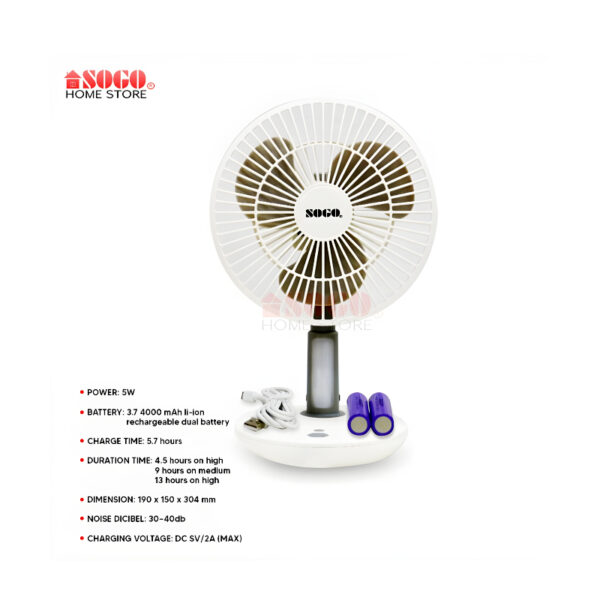 JPN-519 Sogo Mini Portable Rechargeable Fan - Image 6