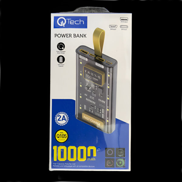 QTech Q105 10000mAh Fully Compatible Quick Charge Transparent Powerbank - Image 3
