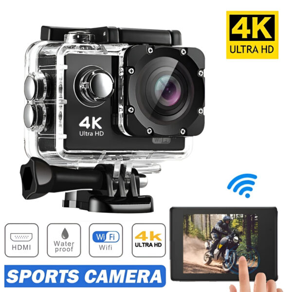 4K Ultra HD Sports Camera, 30M Waterproof, WiFi, 2.0" LCD
