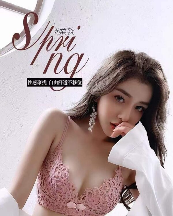 Women’s Lace Push-Up Bra Set Sexy Wireless Jacquard Bra with Bow Panties - Image 5
