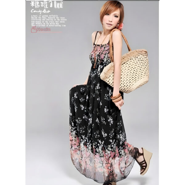 Women’s Exotic Long Chiffon Floral Summer Elegant Loose Dress - Image 4