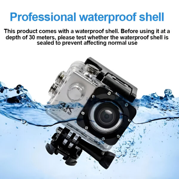 4K Ultra HD Sports Camera, 30M Waterproof, WiFi, 2.0" LCD - Image 4