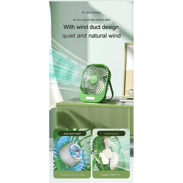Wireless Portable Mini Brushless Fan with Super Large Wind Power, 3-Speed Setting, and LED Torch Light - Image 7