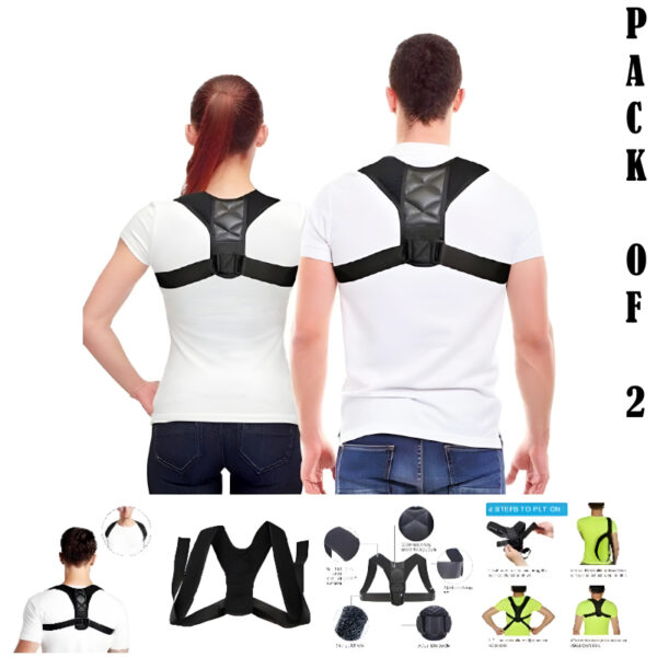 Pack Of 2 Posture Corrector Adjustable Back And Shoulder Support Correction Belts - Image 4