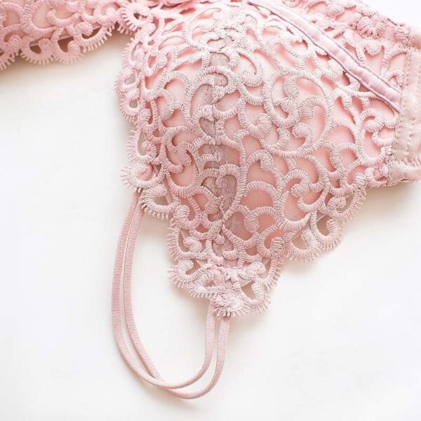 Women’s Lace Push-Up Bra Set Sexy Wireless Jacquard Bra with Bow Panties - Image 3