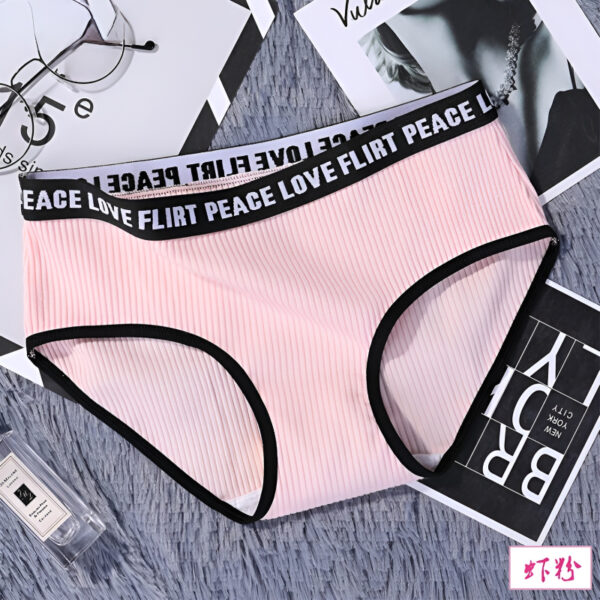 Pack of 4 Stylish Ribbed Women’s Hipster Panties with Letters Printed Elastic Waistband - Image 3