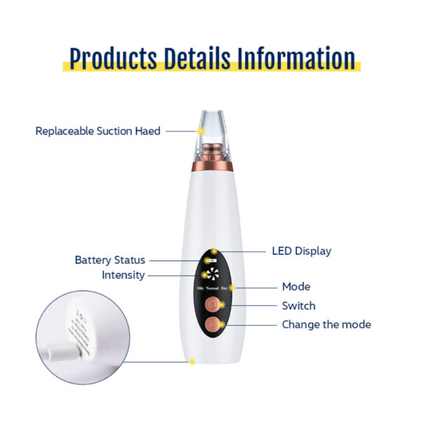 Rechargeable Blackhead Extractor with 6 Suction Heads - Image 6