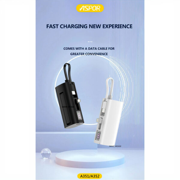 Aspor A351/A352 5000mAh Mini Power Bank, 20W PD Fast Charging, with Digital Display, Mobile Holder, iPhone & Type-C Support - Image 9