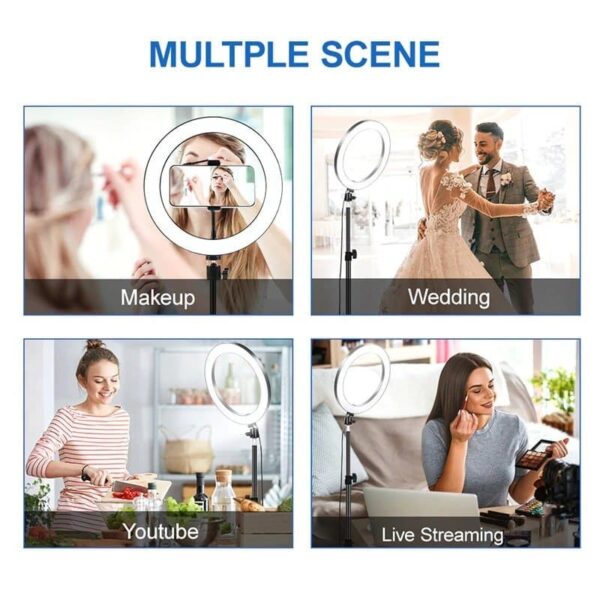26cm Ring Light with stand, Mobile Holder, Stand Holder and 7ft Stand, RingLight with 7 Feet Stand, Three Colours Makeup LED RingLight with Tripod Stand, ... - Image 2