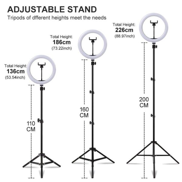26cm Ring Light with stand, Mobile Holder, Stand Holder and 7ft Stand, RingLight with 7 Feet Stand, Three Colours Makeup LED RingLight with Tripod Stand, ... - Image 3