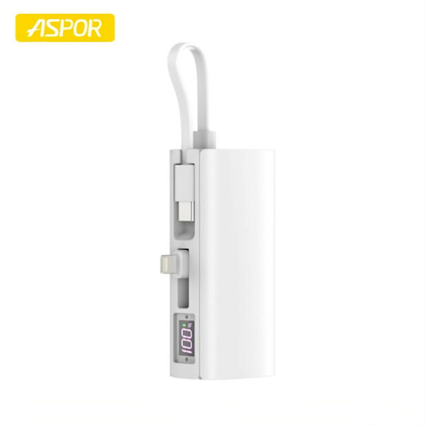 Aspor A351/A352 5000mAh Mini Power Bank, 20W PD Fast Charging, with Digital Display, Mobile Holder, iPhone & Type-C Support - Image 7