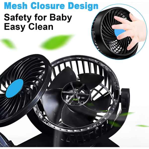 F30 Dual-Headed 360° Rotating Car Fan with Low Noise & Adjustable Airflow - Image 6