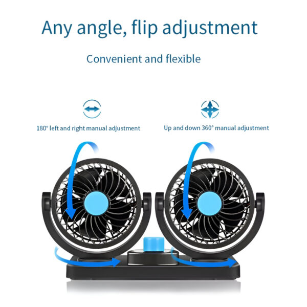 F30 Dual-Headed 360° Rotating Car Fan with Low Noise & Adjustable Airflow - Image 4