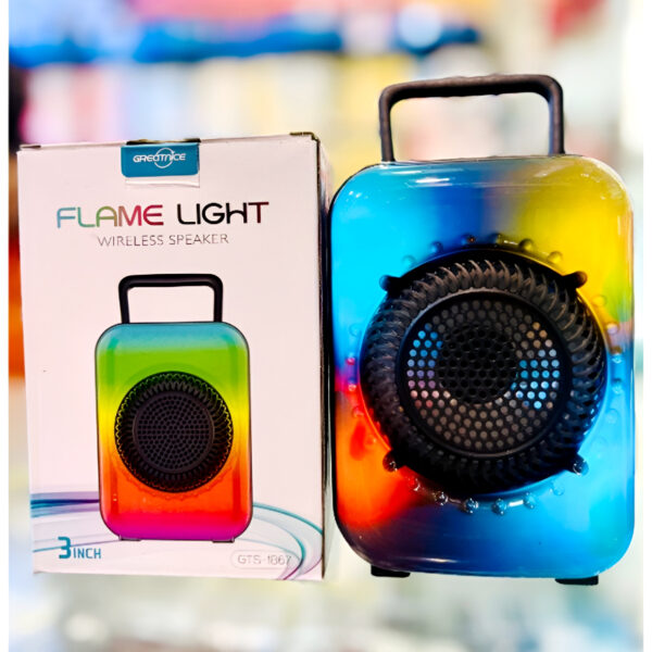GTS-1867 Mini Portable 3-Inch Rechargeable Wireless Speaker with Flame Lighting Effect