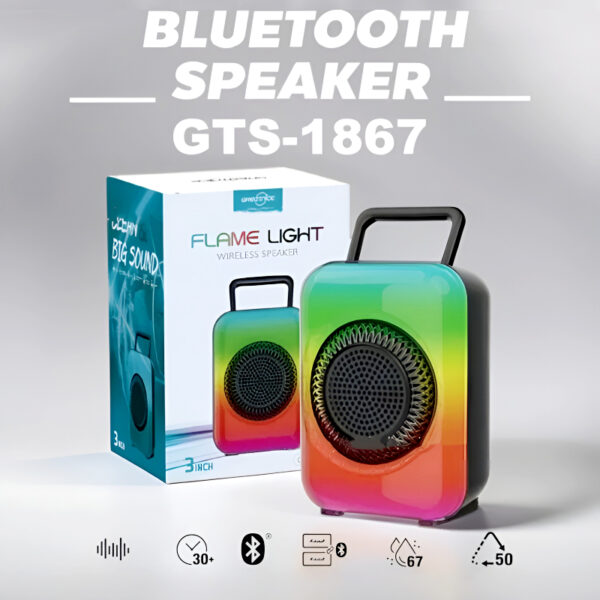 GTS-1867 Mini Portable 3-Inch Rechargeable Wireless Speaker with Flame Lighting Effect - Image 10