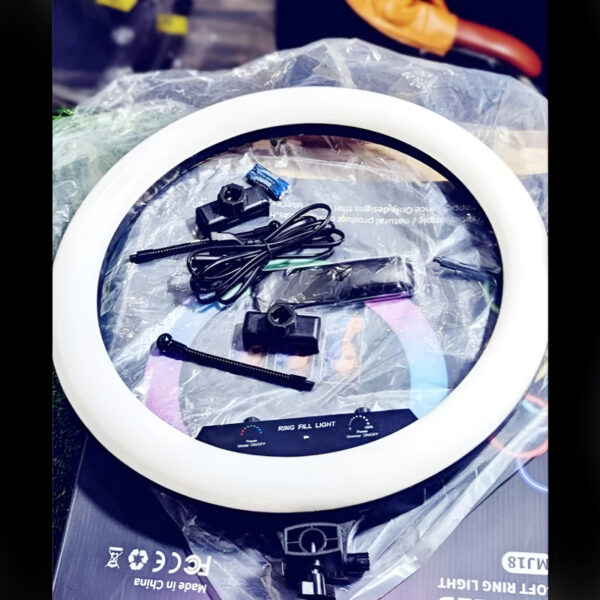 MJ18 45 CM RGB LED Soft Ring Light with 3 Phone Holders and Remote Control - Image 4