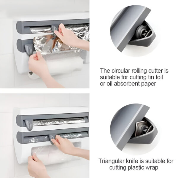 4-in-1 Multi-Purpose Wall-Mounted Kitchen Organizer Shelf with Foil Dispenser - Image 10