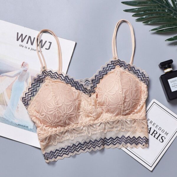 Casual Lace Embroidered Tube Top Woman Seamless Push Up Lace Bra