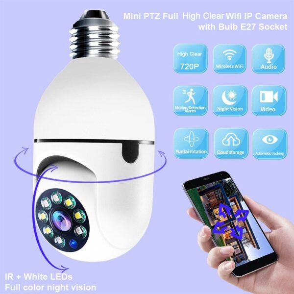 V380 1080P Wireless LED Bulb Camera with Full HD, Night Vision, Pan-Tilt-Zoom, and Two-Way Audio for Wide-Angle Security. - Image 2