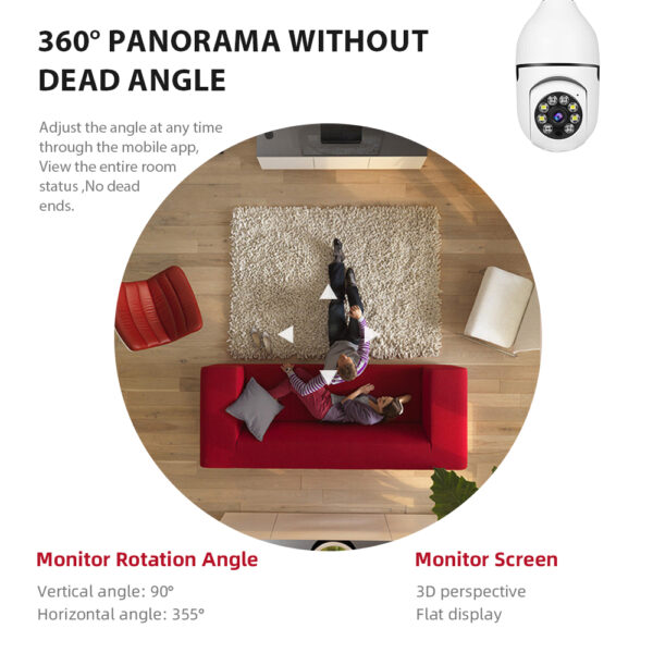 V380 1080P Wireless LED Bulb Camera with Full HD, Night Vision, Pan-Tilt-Zoom, and Two-Way Audio for Wide-Angle Security. - Image 4