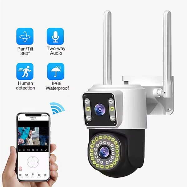 V380PR0 4K Ultra HD Dual Lens PTZ WiFi Camera with Night Vision, Two-Way Audio, and AI Human Motion Tracking for Complete Security. - Image 2