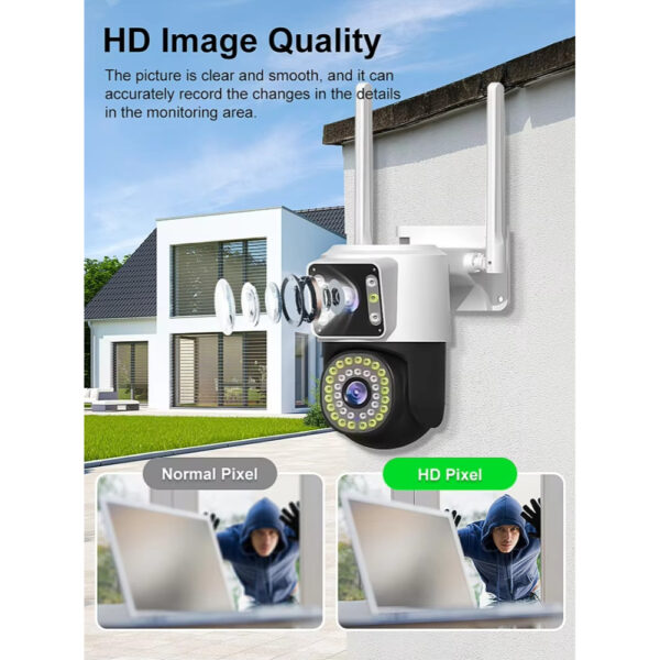 V380PR0 4K Ultra HD Dual Lens PTZ WiFi Camera with Night Vision, Two-Way Audio, and AI Human Motion Tracking for Complete Security. - Image 3