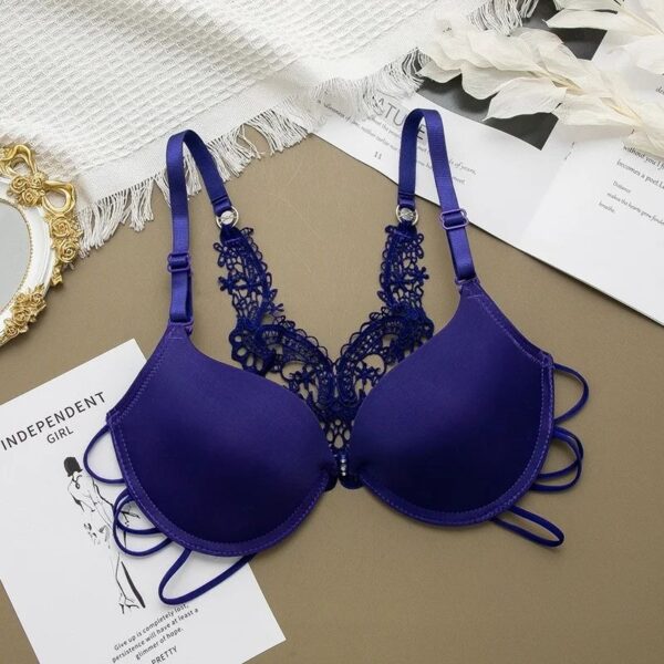 Elegant Crochet Butterfly Back Double Padded Front Open Bra - Image 4