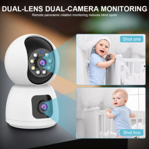 Ultra HD 4K 8MP Indoor Security Camera with Dual Lenses, Night Vision & Real-Time Two-Way Audio