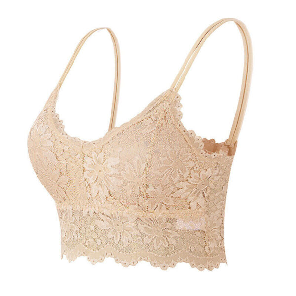 Lace Floral V-Neck Vest Mesh Bra Bralette Bustier - Image 3