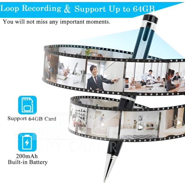 V7 HD Pen Camera with Audio, Motion Detection, Bluetooth & 1080p Video Recording - Image 5