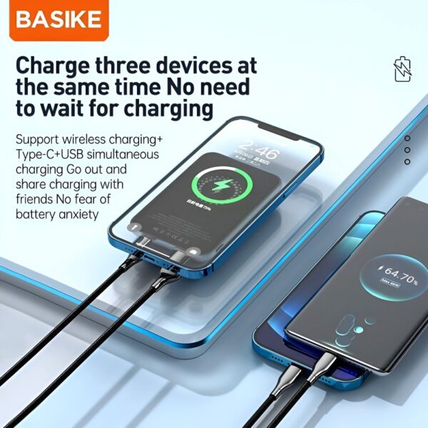 BASIKE 5000mAh 20W MagSafe Wireless Power Bank with 15W Fast Wireless Charging and PD QC 3.0 Support for iPhone Samsung Huawei - Image 2