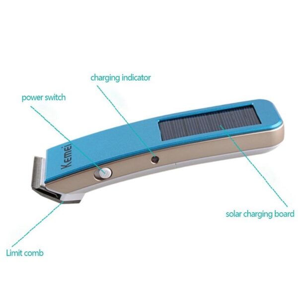 Kemei KM-579 Solar Powered Rechargeable Hair Clipper - Image 3