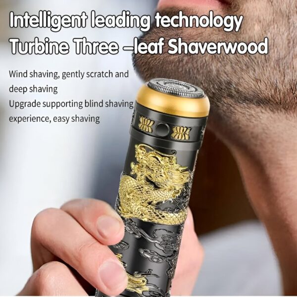 RAZOR HW-T8 Mini Portable USB Rechargeable Dragon Design Electric Shaver - Image 5