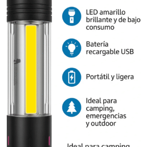 3-in-1 LED Flashlight for Camping, Emergency, USB Rechargeable