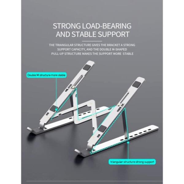 Portable Aluminium Lightweight Laptop Stand With 7 Adjustable Height Levels - Image 6