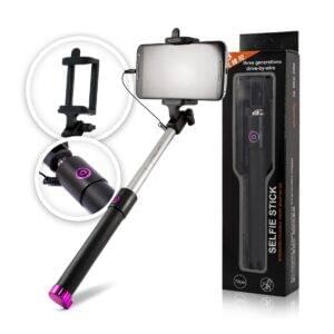 foldable pocket size selfie stick with aux for all smartphones assorted